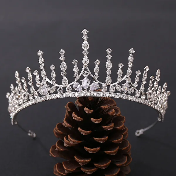 Elegant Zirkon Tiara Har Tilbehor 2020 Legering Bryllup Tilbehør