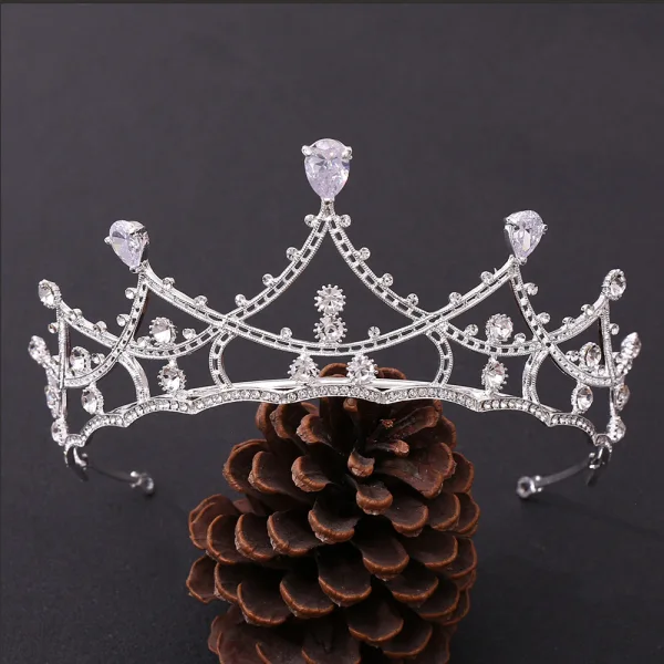Chic / Beautiful Zircon Tiara Bridal Hair Accessories 2020 Alloy Rhinestone Wedding Accessories