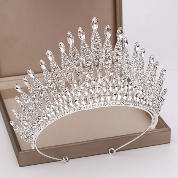 Najpiękniejsze / Ekskluzywne Czerwone Rhinestone Tiara Ozdoby Do Włosów Ślubne 2020 Stop Cyrkon Ślub Akcesoria