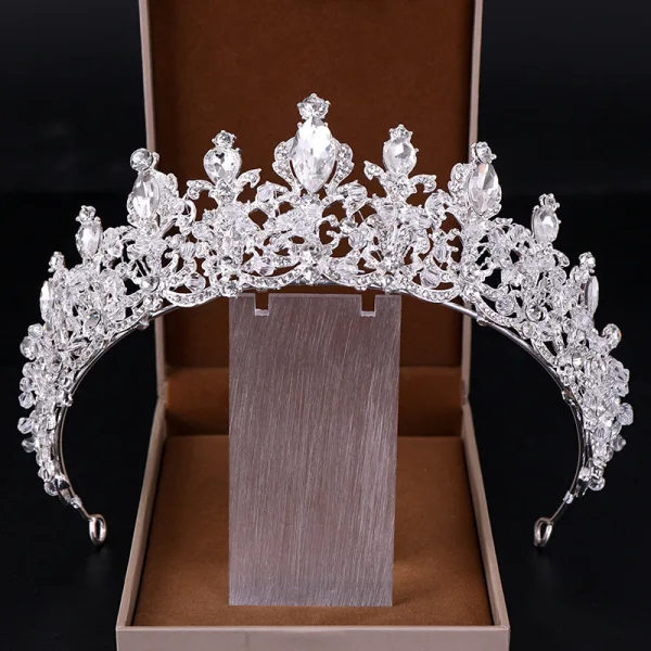 Barokk Svart Tiara Har Tilbehor 2020 Legering Rhinestone Krystall Bryllup Tilbehør