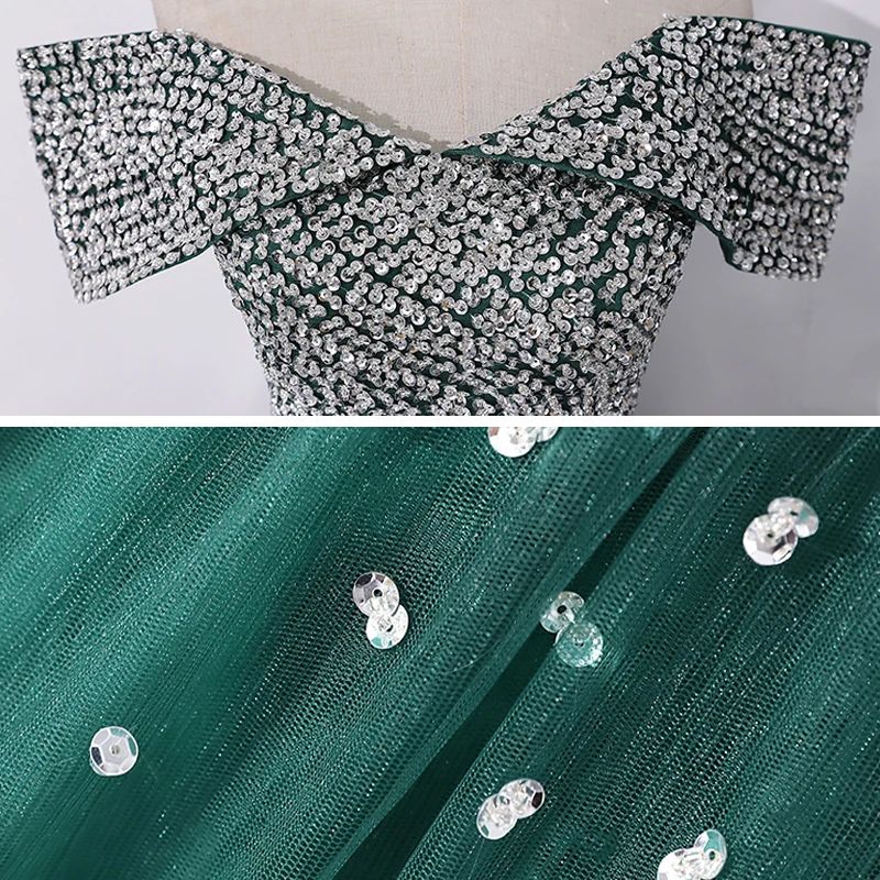 Clara Sin Tirante Hasta El Topillo Lentejuelas Vestido Verde Oscuro