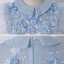 Vintage / Retro Sky Blue Dancing Prom Dresses 2020 A-Line / Princess Scoop Neck Sleeveless Appliques Flower Pearl Floor-Length / Long Ruffle Formal Dresses