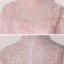 Vintage / Retro Candy Pink See-through Dancing Prom Dresses 2020 Ball Gown High Neck Long Sleeve Appliques Lace Floor-Length / Long Ruffle Formal Dresses