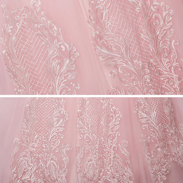 Vintage / Retro Candy Pink See-through Dancing Prom Dresses 2020 Ball Gown High Neck Long Sleeve Appliques Lace Floor-Length / Long Ruffle Formal Dresses