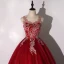 Roman Burgundy Dancing Prom Dresses 2020 Ball Gown Scoop Neck Sleeveless Appliques Lace Floor-Length / Long Ruffle Backless Formal Dresses