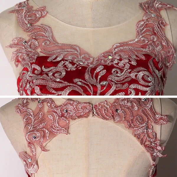 Roman Burgundy Dancing Prom Dresses 2020 Ball Gown Scoop Neck Sleeveless Appliques Lace Floor-Length / Long Ruffle Backless Formal Dresses