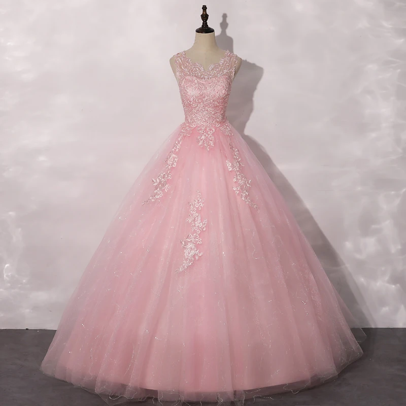 Roman Candy Pink Dancing Prom Dresses 2020 Ball Gown Scoop Neck Sleeveless Appliques Roman Candy Pink Dancing Prom Dresses 2020 Ball Gown Scoop Neck Sleeveless Appliques