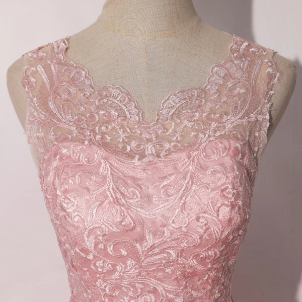 Romain Rose Bonbon Dansant Robe De Bal 2020 Robe Boule Encolure Dégagée Sans Manches Appliques En Dentelle Paillettes Longue Volants Dos Nu Robe De Ceremonie