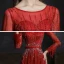 Meilleur Bordeaux Transparentes Robe De Soirée 2020 Princesse Encolure Dégagée Manches Longues Ceinture Plumes Perlage Paillettes Train De Balayage Volants Dos Nu Robe De Ceremonie