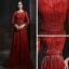 Meilleur Bordeaux Transparentes Robe De Soirée 2020 Princesse Encolure Dégagée Manches Longues Ceinture Plumes Perlage Paillettes Train De Balayage Volants Dos Nu Robe De Ceremonie