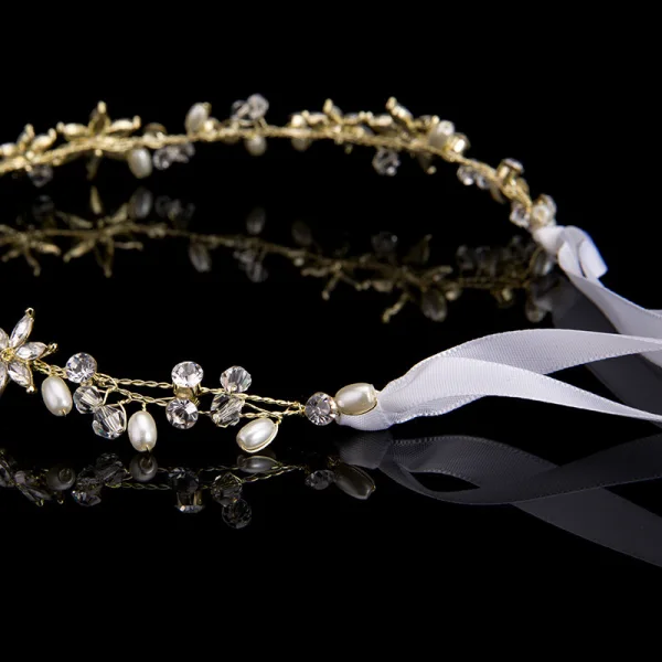 Simple Doré Bandeaux Accessoire Cheveux Mariage 2020 Alliage Lacer Faux Diamant Cristal Accessoire Cheveux Mariage Accessorize