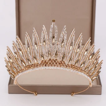 Amazing Unique Gold Tiara Wedding Accessories 2020 Alloy Rhinestone Bridal Hair Accessories