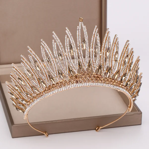Amazing / Unique Gold Tiara Wedding Accessories 2020 Alloy Rhinestone Bridal Hair Accessories