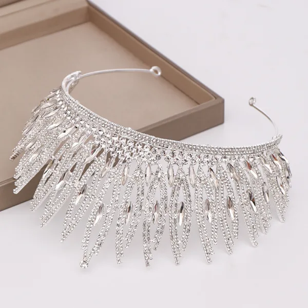 Amazing / Unique Gold Tiara Wedding Accessories 2020 Alloy Rhinestone Bridal Hair Accessories