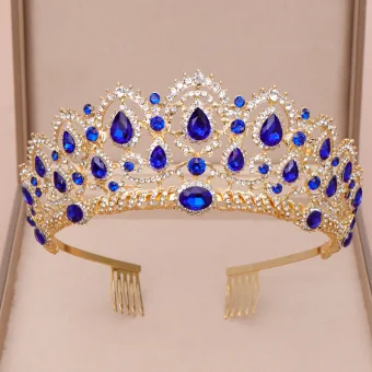 Vintage Retro Royal Blue Tiara 2020 Alloy Rhinestone Bridal Hair Accessories