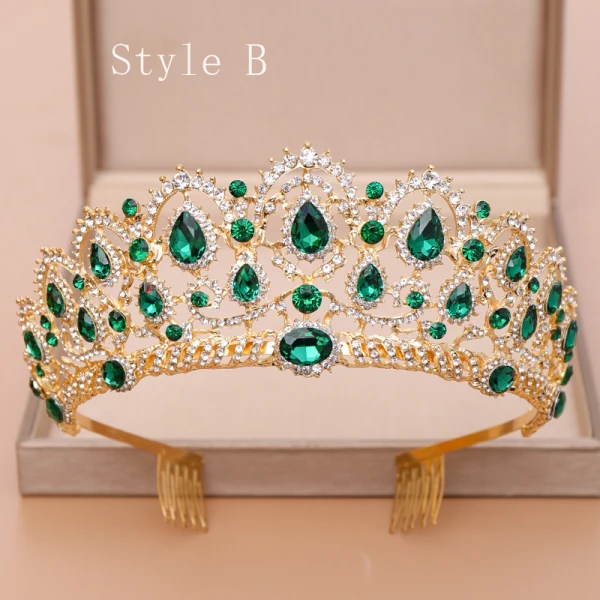 Vintage Królewski Niebieski Tiara 2020 Stop Rhinestone Ozdoby Do Włosów Ślubne