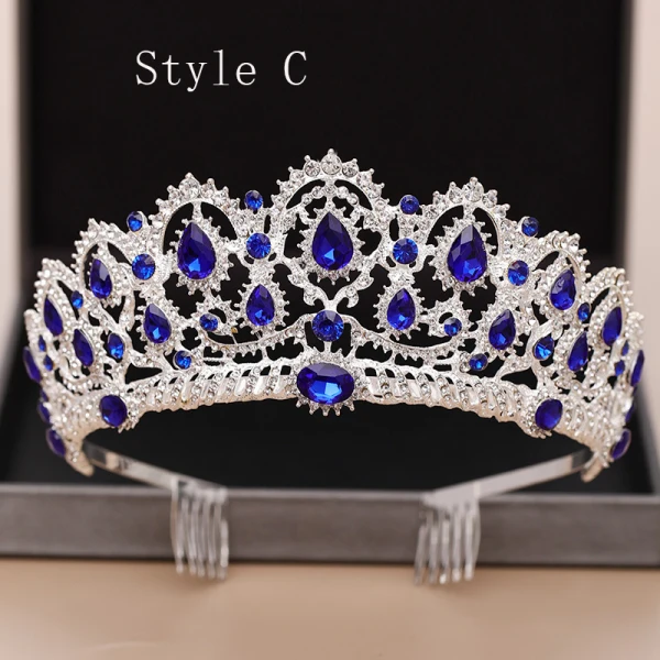 Vintage Królewski Niebieski Tiara 2020 Stop Rhinestone Ozdoby Do Włosów Ślubne