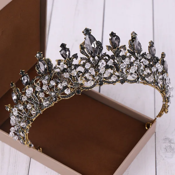 Baroque Noire Tiare Accessoire Cheveux Mariage 2020 Alliage Faux Diamant Mariage Accessorize