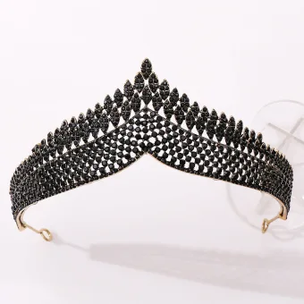 Vintage Retro Baroque Black Tiara Bridal Hair Accessories 2020 Alloy Rhinestone Wedding Accessories