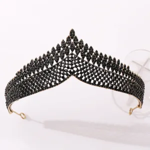 Vintage Barocke Schwarz Diadem Haarschmuck Braut 2020 Legierung Strass Hochzeit Brautaccessoires