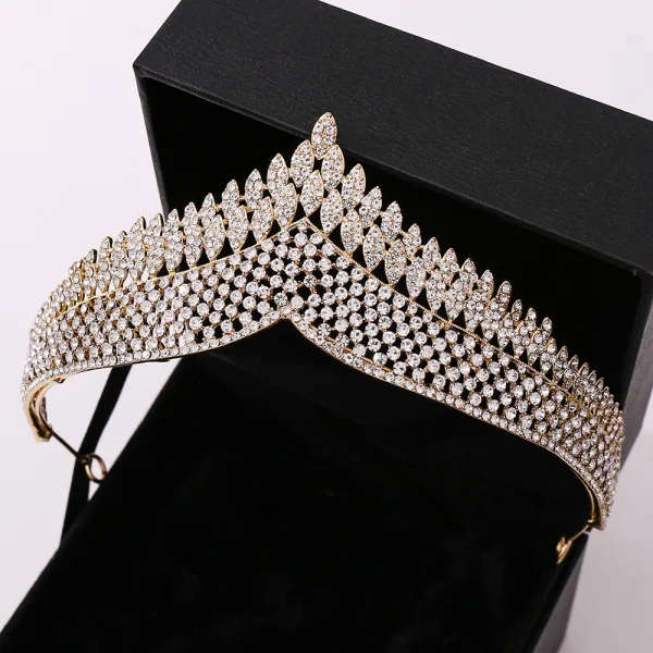 Vintage / Retro Baroque Black Tiara Bridal Hair Accessories 2020 Alloy Rhinestone Wedding Accessories
