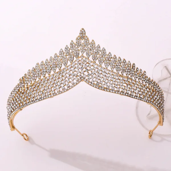 Vintage / Retro Baroque Black Tiara Bridal Hair Accessories 2020 Alloy Rhinestone Wedding Accessories