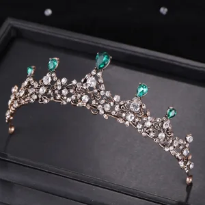 Charming Dark Green Rhinestone Tiara Bridal Hair Accessories 2020 Alloy Wedding Accessories