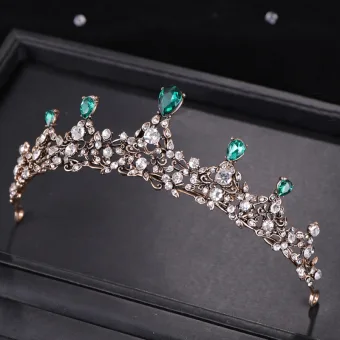 Charming Dark Green Rhinestone Tiara Bridal Hair Accessories 2020 Alloy Wedding Accessories