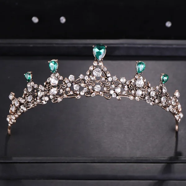 Charming Dark Green Rhinestone Tiara Bridal Hair Accessories 2020 Alloy Wedding Accessories