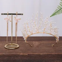 Hermoso Oro Joyas 2020 Aleación Rebordear Tassel Pendientes Tiara Boda Accesorios