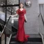 Haut de Gamme Noire Robe De Soirée 2020 Trompette / Sirène V-Cou Manches Courtes Paillettes Fait main Perlage Train De Balayage Robe De Ceremonie