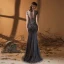 Haut de Gamme Marron Transparentes Tapis rouge Robe De Soirée 2020 Trompette / Sirène Encolure Dégagée Sans Manches Fait main Perlage Paillettes Longue Volants Robe De Ceremonie