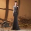 Haut de Gamme Marron Transparentes Tapis rouge Robe De Soirée 2020 Trompette / Sirène Encolure Dégagée Sans Manches Fait main Perlage Paillettes Longue Volants Robe De Ceremonie