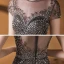 Haut de Gamme Marron Transparentes Tapis rouge Robe De Soirée 2020 Trompette / Sirène Encolure Dégagée Sans Manches Fait main Perlage Paillettes Longue Volants Robe De Ceremonie