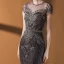 Haut de Gamme Marron Transparentes Tapis rouge Robe De Soirée 2020 Trompette / Sirène Encolure Dégagée Sans Manches Fait main Perlage Paillettes Longue Volants Robe De Ceremonie
