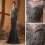 Haut de Gamme Marron Transparentes Tapis rouge Robe De Soirée 2020 Trompette / Sirène Encolure Dégagée Sans Manches Fait main Perlage Paillettes Longue Volants Robe De Ceremonie