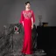 Mode Rouge Transparentes Robe De Soirée 2020 Trompette / Sirène Encolure Dégagée Sans Manches Perlage Perle Longue Robe De Ceremonie