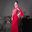Mode Rouge Transparentes Robe De Soirée 2020 Trompette / Sirène Encolure Dégagée Sans Manches Perlage Perle Longue Robe De Ceremonie