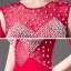 Mode Rouge Transparentes Robe De Soirée 2020 Trompette / Sirène Encolure Dégagée Sans Manches Perlage Perle Longue Robe De Ceremonie