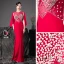 Mode Rouge Transparentes Robe De Soirée 2020 Trompette / Sirène Encolure Dégagée Sans Manches Perlage Perle Longue Robe De Ceremonie