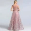 High-end Blushing Pink See-through Evening Dresses  2020 A-Line / Princess Scoop Neck Sleeveless Feather Appliques Lace Rhinestone Floor-Length / Long Ruffle Formal Dresses