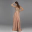 Haut de Gamme Doré Satin Transparentes Robe De Bal 2020 Princesse Col Haut Manches Courtes Ceinture Perlage Gland Fendue devant Longue Volants Robe De Ceremonie