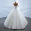 Luxury / Gorgeous White Bridal Wedding Dresses 2020 Ball Gown Off-The-Shoulder Short Sleeve Backless Appliques Lace Beading Sequins Floor-Length / Long Ruffle