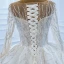 Luxury / Gorgeous White Bridal Wedding Dresses 2020 Ball Gown See-through Scoop Neck Long Sleeve Beading Sequins Chapel Train Ruffle