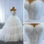 High-end Hvit Organza Bryllups Brudekjoler 2020 Ballkjole Kjæreste Uten Ermer Ryggløse Chapel Train Buste