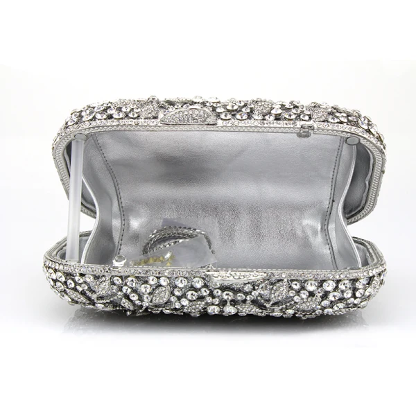 Amazing / Unique Silver Clutch Bags Beading Pierced Rhinestone Metal Evening Party Accessories 2019