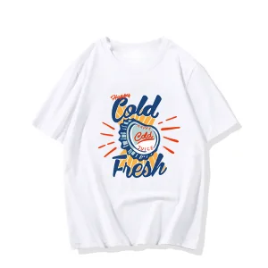 Casual Street Wear White Cartoon Printing Loose T Shirts 2021 Cotton Scoop Neck Short Sleeve Women S Tops T Shirt
