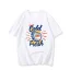 Désinvolte Vêtement de rue Blanche Dessin animé Impression Ample T-Shirts 2021 Coton Encolure Dégagée Manches Courtes Hauts pour Femmes T-shirt