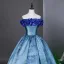 Elegant Sky Blue Prom Dresses 2026 Ball Gown Ruffle Strapless Sleeveless Backless Floor-Length / Long Formal Dresses
