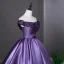 Vintage / Retro Purple Floor-Length / Long Prom Dresses 2026 Ball Gown Strapless Sleeveless Backless Formal Dresses